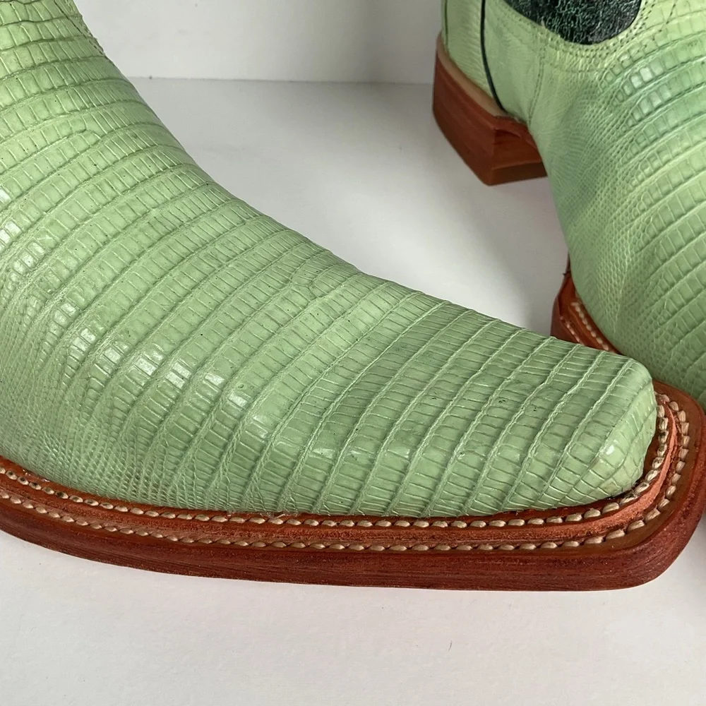 Los Altos Teju Lizard Cowboy Boots | Lime Green | Men’s 10.5 EE - Picture 11 of 16